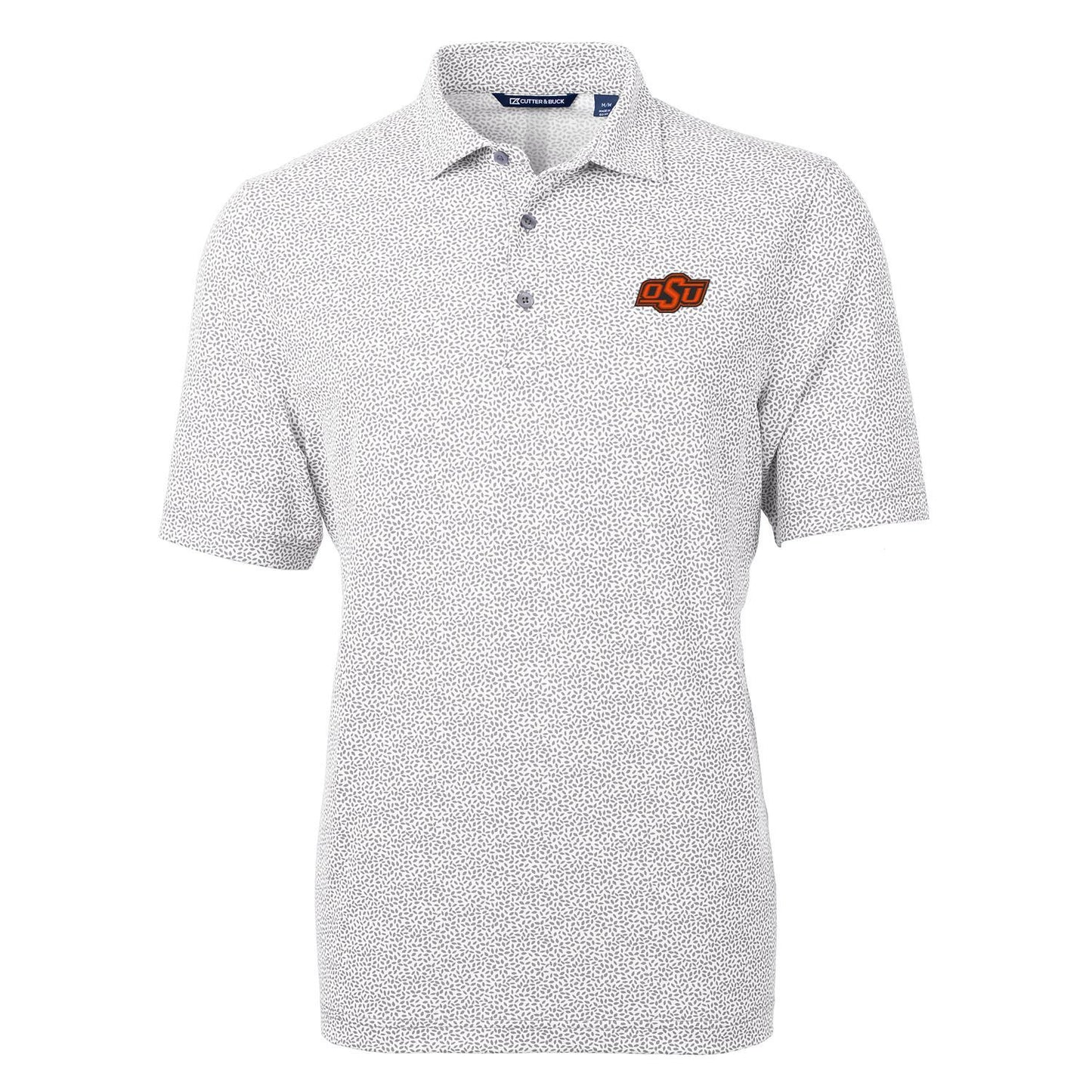 Men's Cutter & Buck Gray Oklahoma State Cowboys Virtue Eco Pique Botanical Print Polo