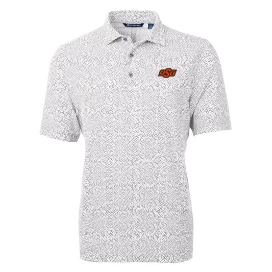 Men's Cutter & Buck Gray Oklahoma State Cowboys Virtue Eco Pique Botanical Print Polo