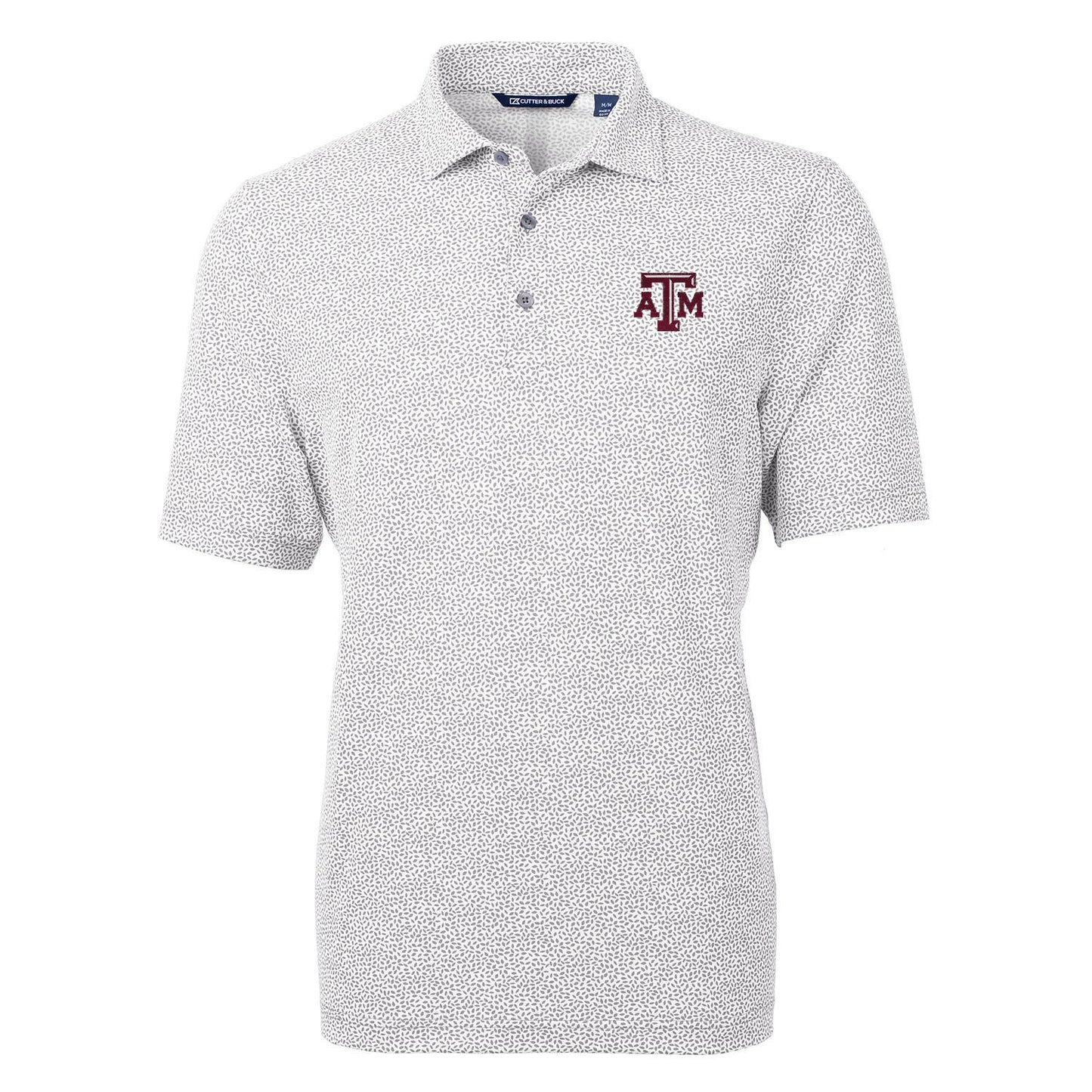 Men's Cutter & Buck Gray Texas A&M Aggies Virtue Eco Pique Botanical Print Polo