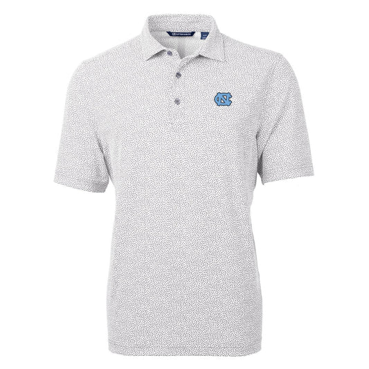 Men's Cutter & Buck Gray North Carolina Tar Heels Virtue Eco Pique Botanical Print Polo