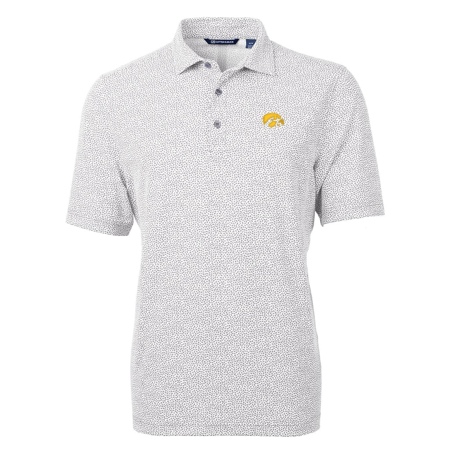 Men's Cutter & Buck Gray Iowa Hawkeyes Virtue Eco Pique Botanical Print Polo