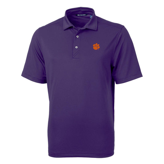 Men's Cutter & Buck Purple Clemson Tigers Virtue Eco Pique Recycled Polo