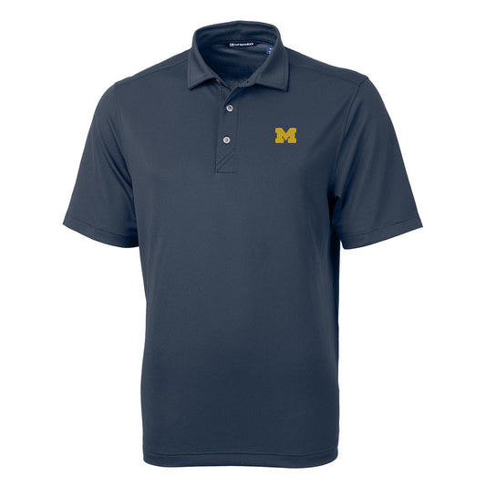 Men's Cutter & Buck Navy Michigan Wolverines Virtue Eco Pique Recycled Polo