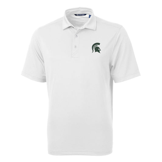 Men's Cutter & Buck White Michigan State Spartans Virtue Eco Pique Recycled Polo