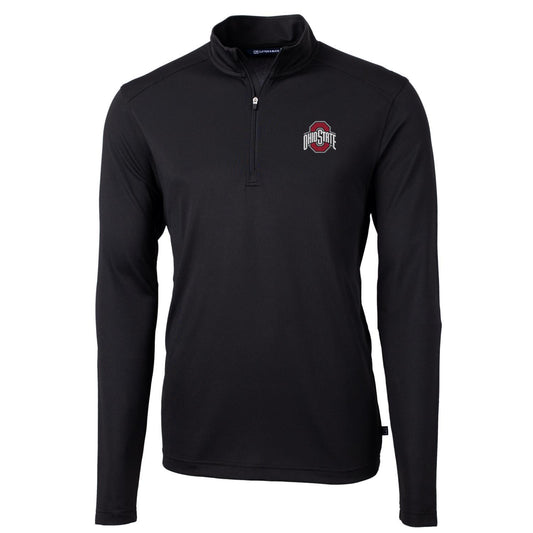 Men's Cutter & Buck Black Ohio State Buckeyes Virtue Eco Pique Recycled Quarter-Zip Jacket