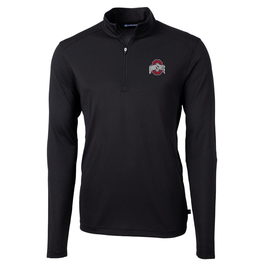 Men's Cutter & Buck Black Ohio State Buckeyes Virtue Eco Pique Recycled Quarter-Zip Jacket