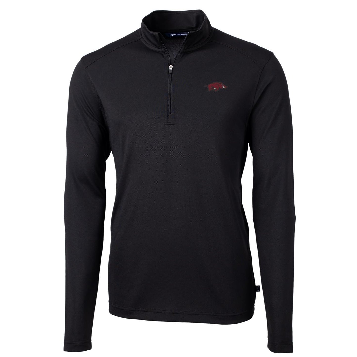 Men's Cutter & Buck Black Arkansas Razorbacks Virtue Eco Pique Recycled Quarter-Zip Jacket