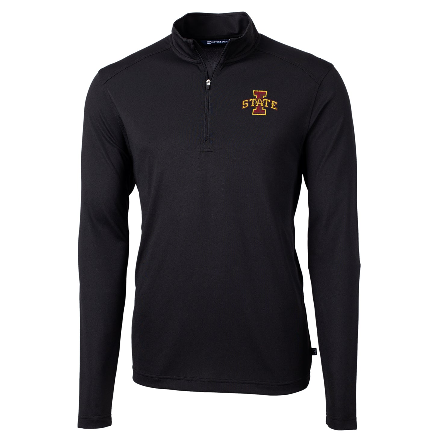 Men's Cutter & Buck Black Iowa State Cyclones Virtue Eco Pique Recycled Quarter-Zip Jacket