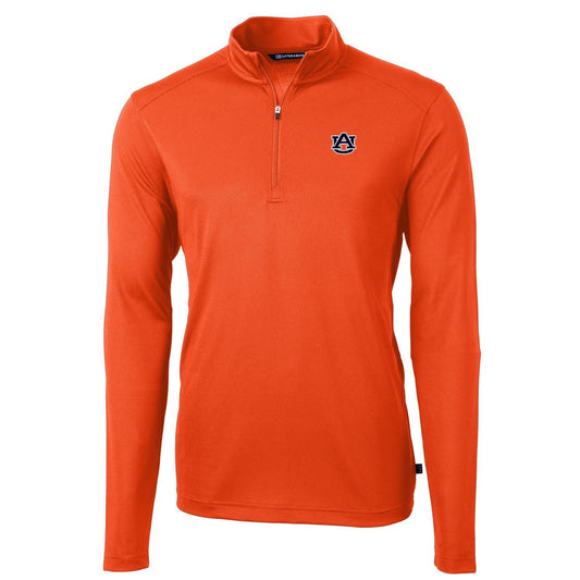 Men's Cutter & Buck Orange Auburn Tigers Virtue Eco Pique Recycled Quarter-Zip Jacket