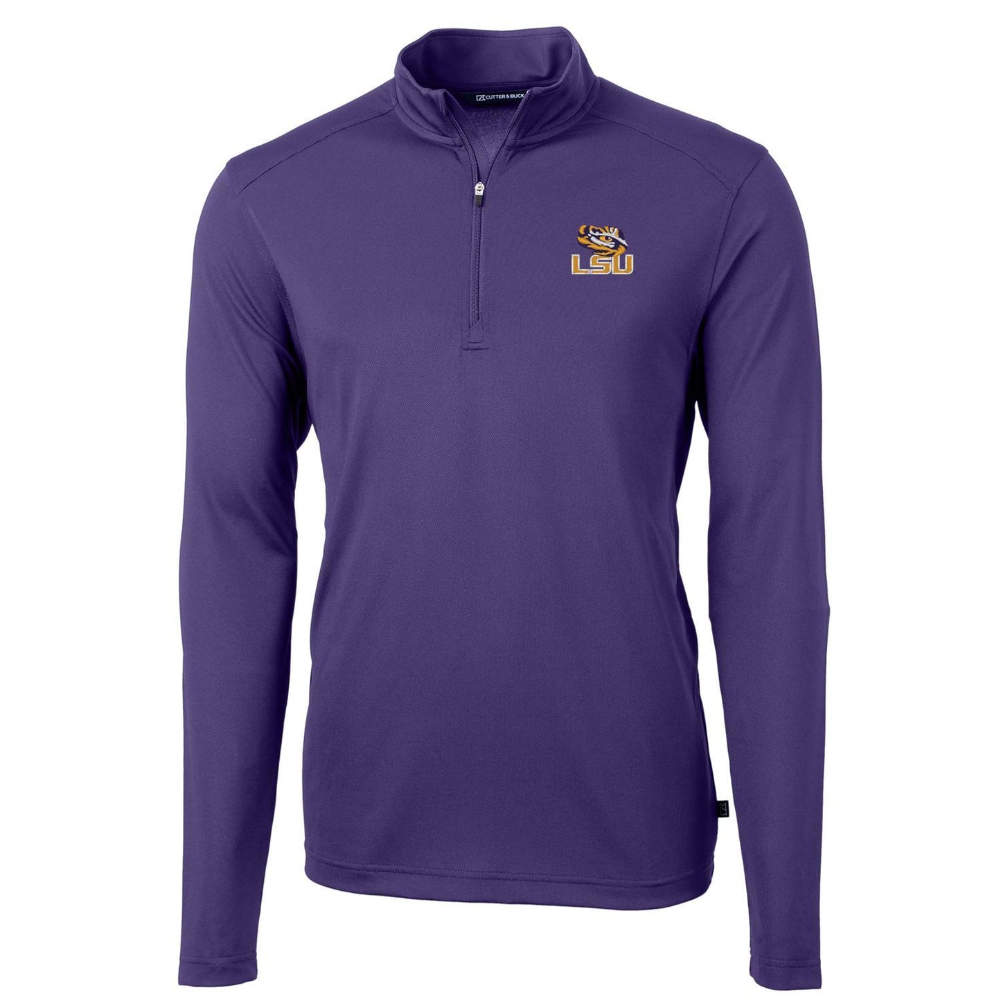 Men's Cutter & Buck Purple LSU Tigers Virtue Eco Pique Recycled Quarter-Zip Jacket