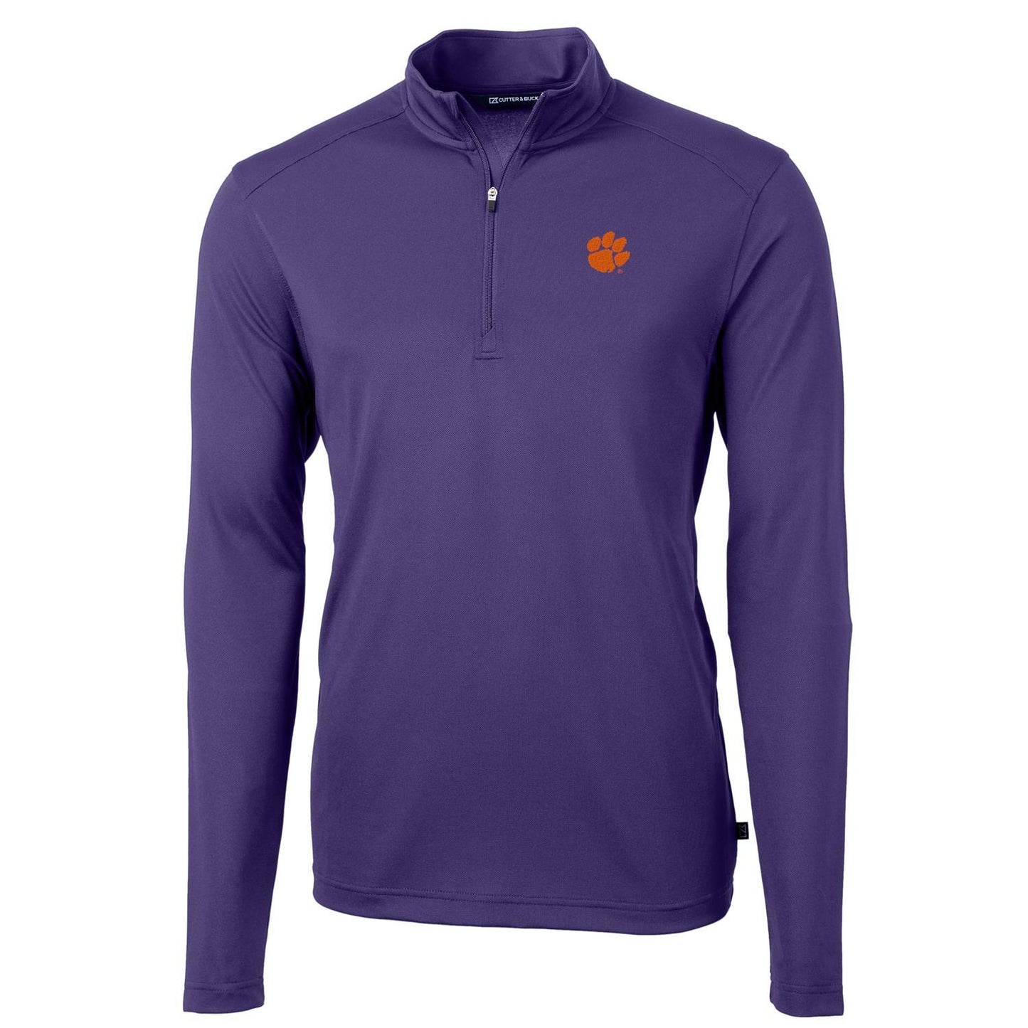 Men's Cutter & Buck Purple Clemson Tigers Virtue Eco Pique Recycled Quarter-Zip Jacket