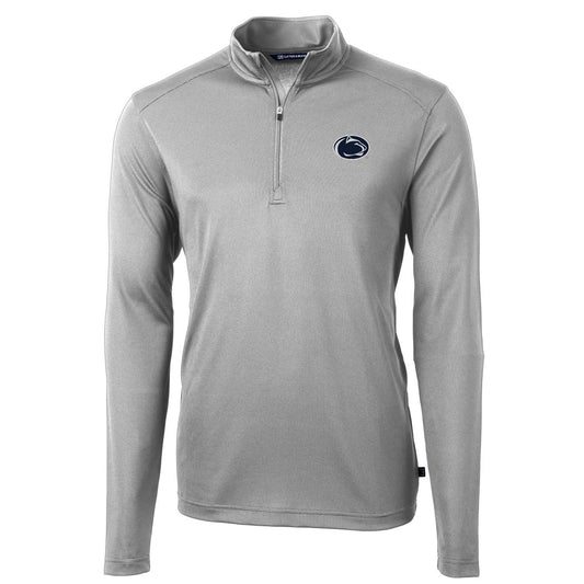 Men's Cutter & Buck Gray Penn State Nittany Lions Virtue Eco Pique Recycled Quarter-Zip Jacket