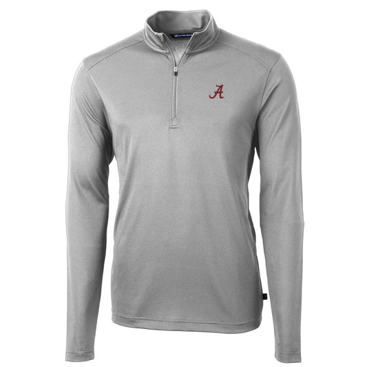 Men's Cutter & Buck Gray Alabama Crimson Tide Virtue Eco Pique Recycled Quarter-Zip Jacket