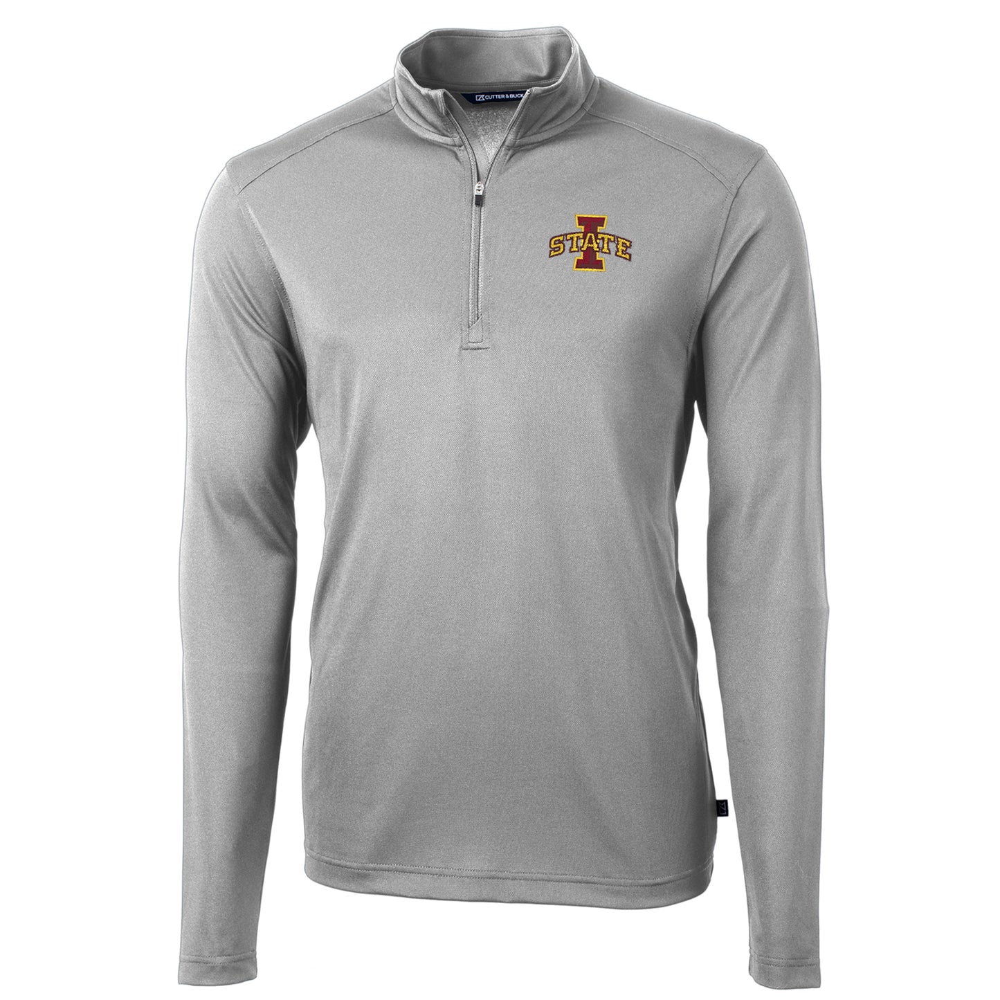 Men's Cutter & Buck Gray Iowa State Cyclones Virtue Eco Pique Recycled Quarter-Zip Jacket