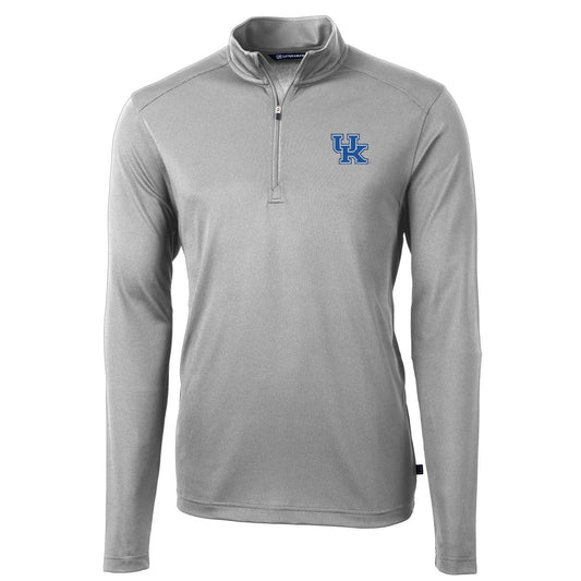 Men's Cutter & Buck Gray Kentucky Wildcats Virtue Eco Pique Recycled Quarter-Zip Jacket