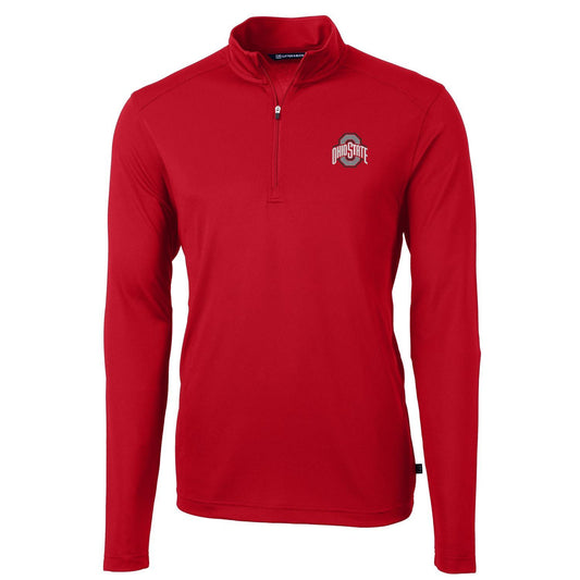 Men's Cutter & Buck Red Ohio State Buckeyes Virtue Eco Pique Recycled Quarter-Zip Jacket