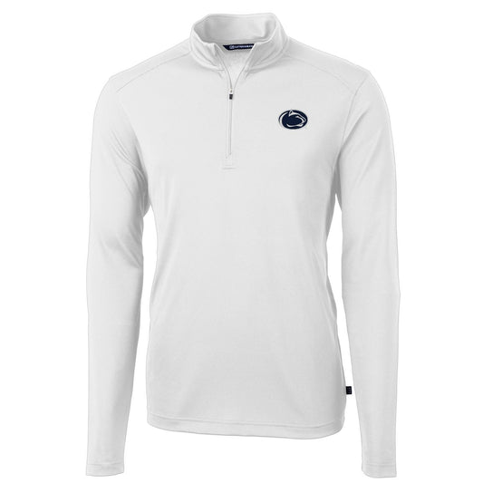 Men's Cutter & Buck White Penn State Nittany Lions Virtue Eco Pique Recycled Quarter-Zip Jacket