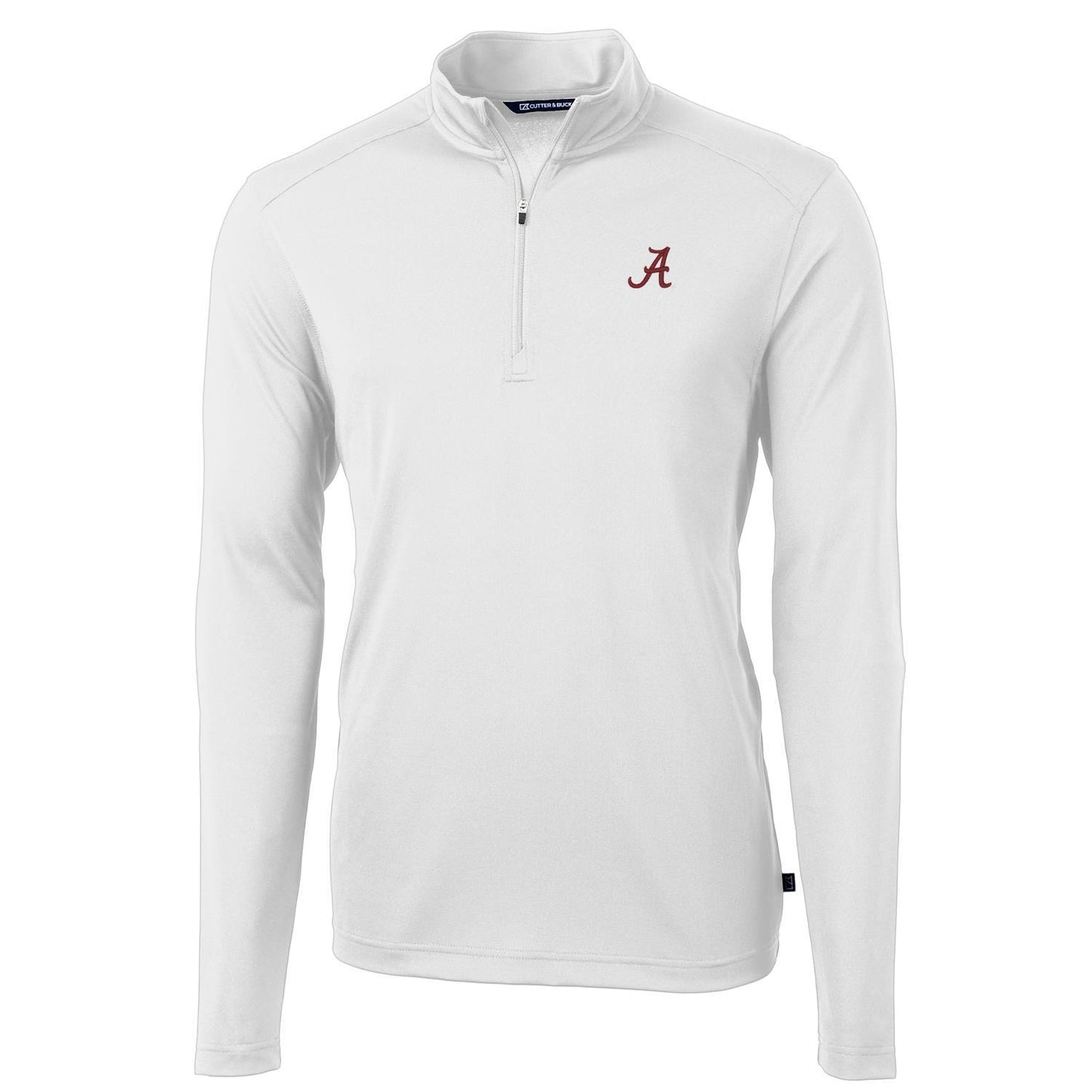 Men's Cutter & Buck White Alabama Crimson Tide Virtue Eco Pique Recycled Quarter-Zip Jacket