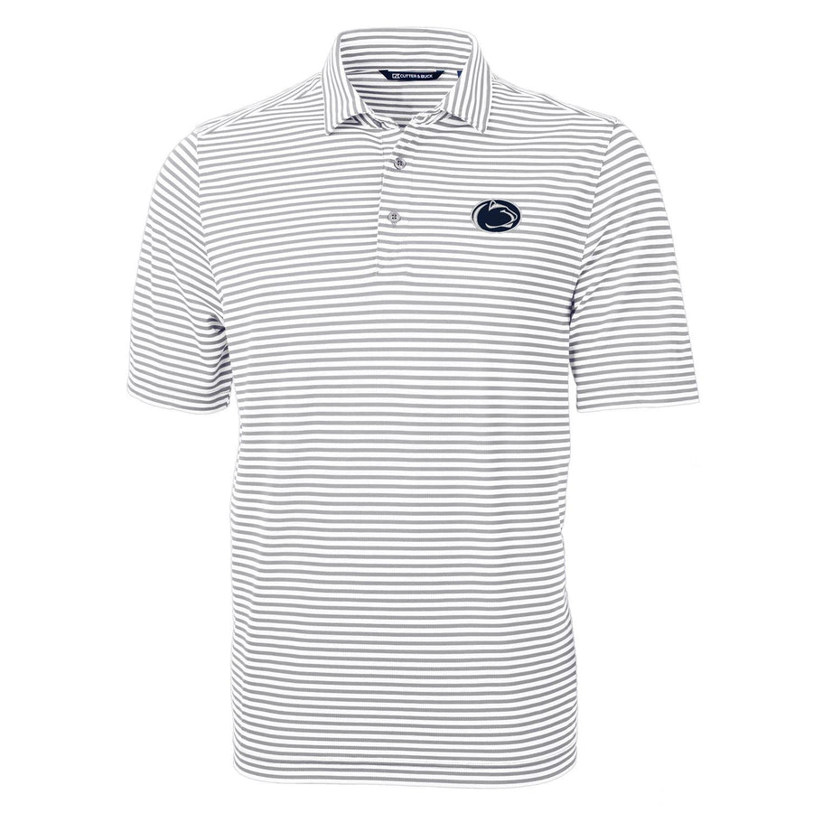 Men's Cutter & Buck Gray Penn State Nittany Lions Virtue Eco Pique Stripe Recycled Polo