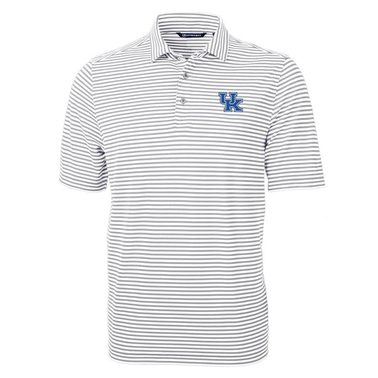 Men's Cutter & Buck Gray Kentucky Wildcats Virtue Eco Pique Stripe Recycled Polo