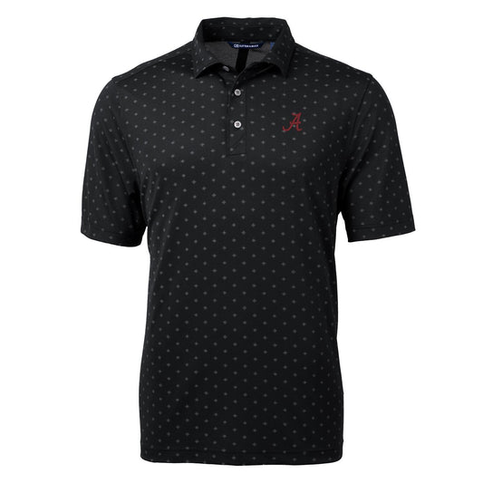 Men's Cutter & Buck Black Alabama Crimson Tide Virtue Eco Pique Tile Print Polo