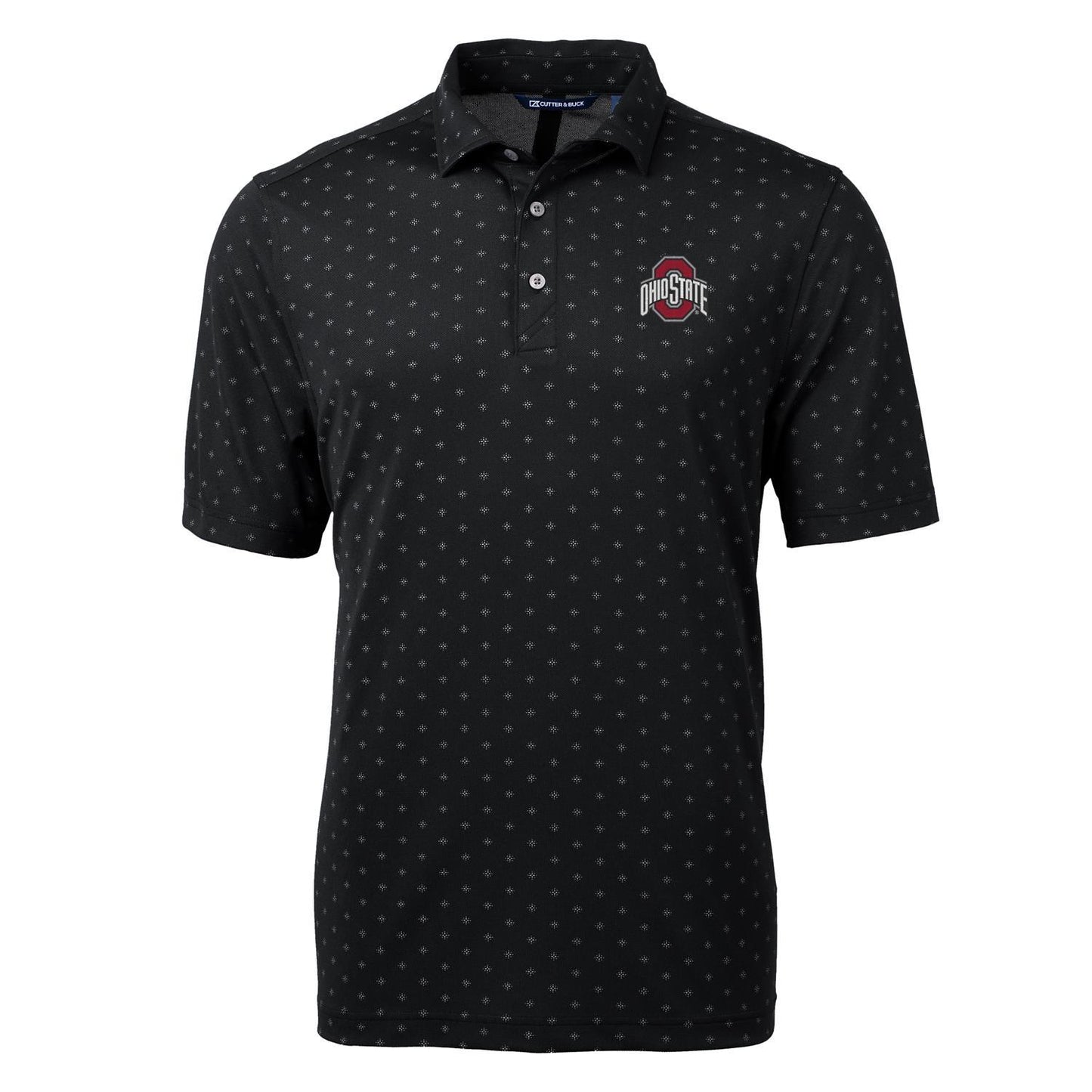 Men's Cutter & Buck Black Ohio State Buckeyes Virtue Eco Pique Tile Print Polo