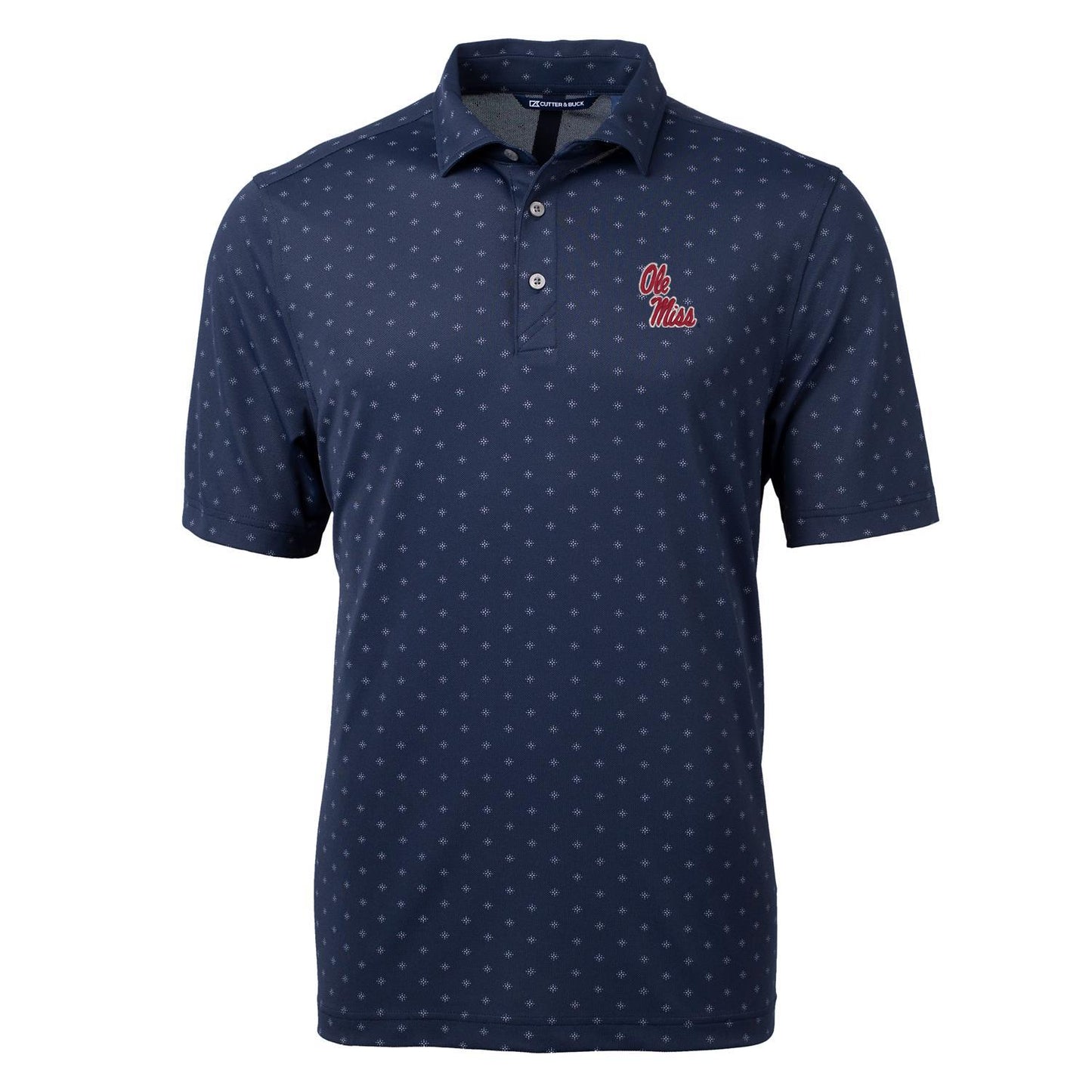 Men's Cutter & Buck Navy Ole Miss Rebels Virtue Eco Pique Tile Print Polo