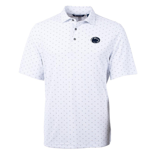 Men's Cutter & Buck White Penn State Nittany Lions Virtue Eco Pique Tile Print Polo
