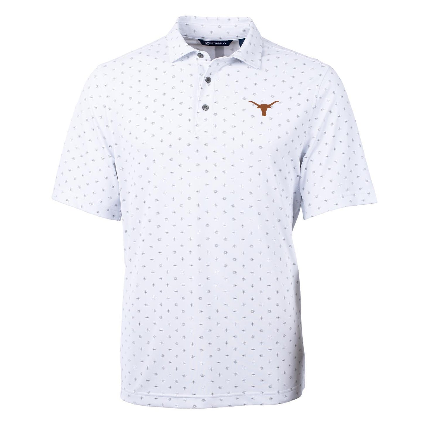 Men's Cutter & Buck White Texas Longhorns Virtue Eco Pique Tile Print Polo