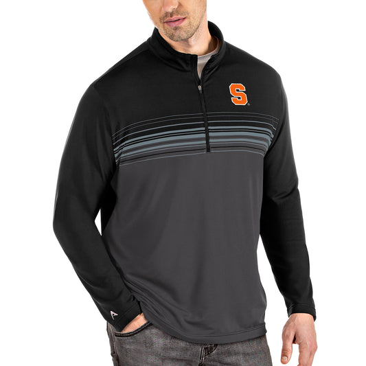 Men's Antigua Black/Gray Syracuse Orange Big & Tall Pace Quarter-Zip Pullover Jacket