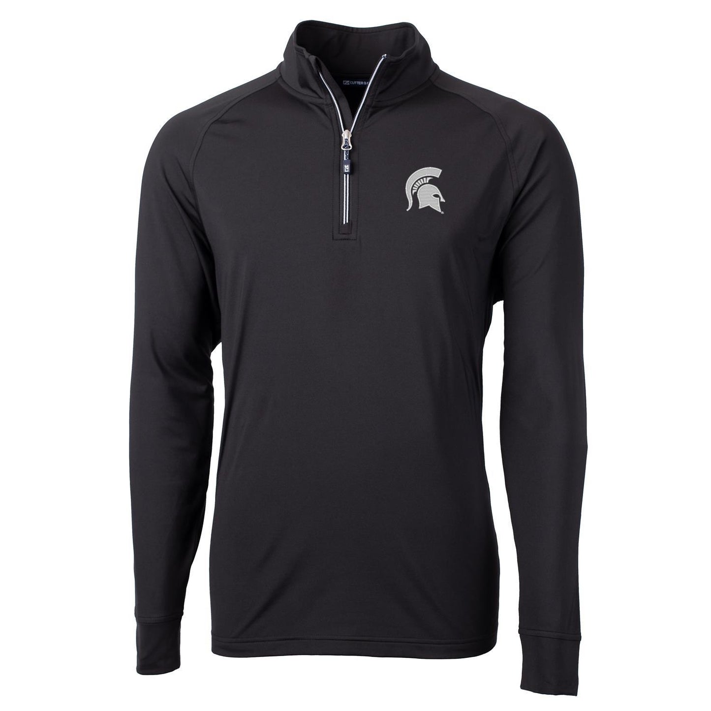 Men's Cutter & Buck Black Michigan State Spartans Big & Tall Adapt Eco Knit Quarter-Zip Pullover Jacket