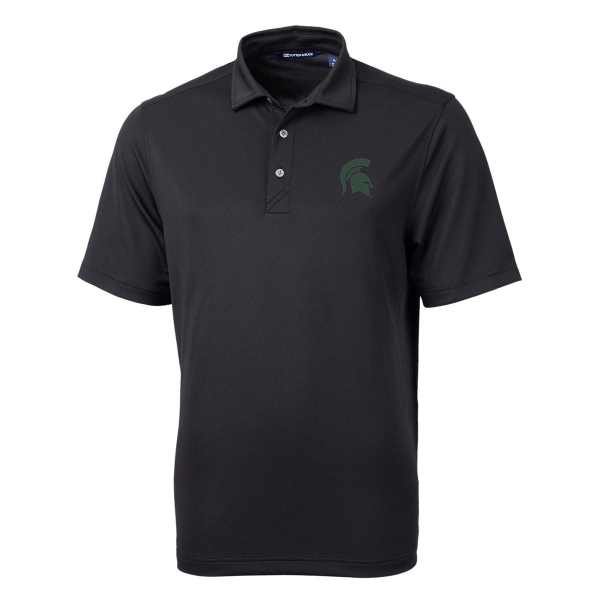 Men's Cutter & Buck Black Michigan State Spartans Big & Tall Virtue Eco Pique Recycled Polo