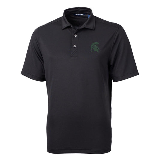 Men's Cutter & Buck Black Michigan State Spartans Big & Tall Virtue Eco Pique Recycled Polo