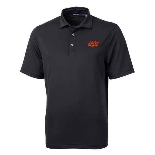 Men's Cutter & Buck Black Oklahoma State Cowboys Big & Tall Virtue Eco Pique Recycled Polo