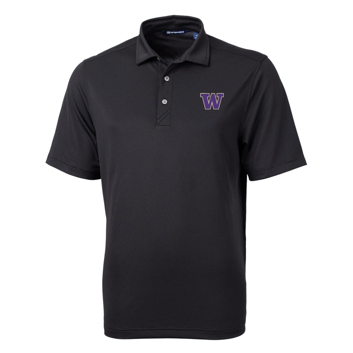 Men's Cutter & Buck Black Washington Huskies Big & Tall Virtue Eco Pique Recycled Polo