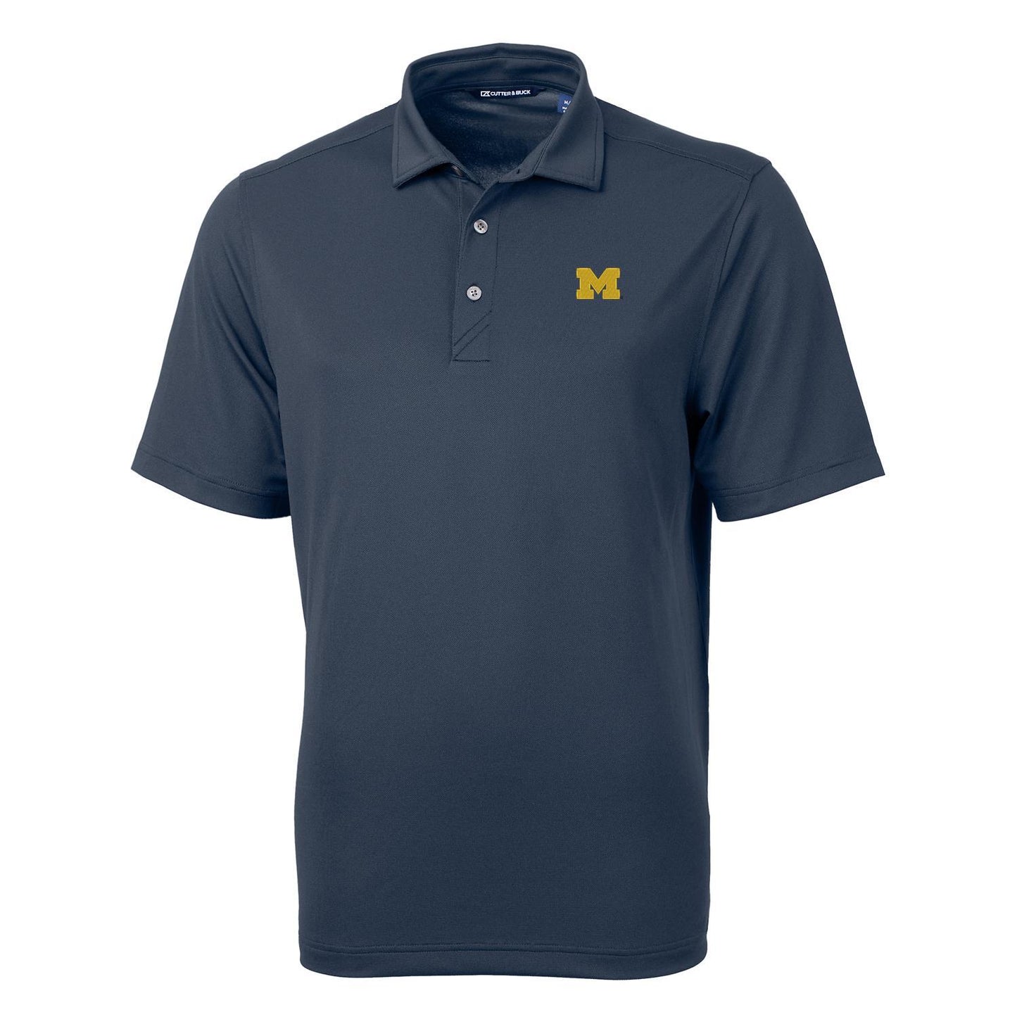 Men's Cutter & Buck Navy Michigan Wolverines Big & Tall Virtue Eco Pique Recycled Polo