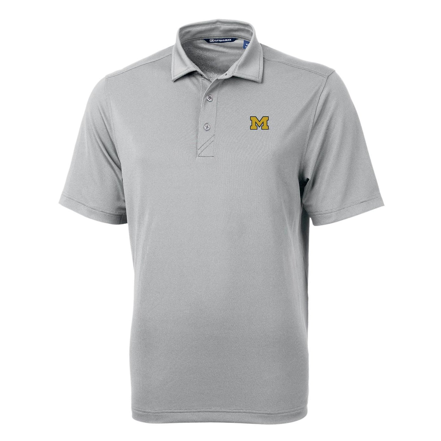 Men's Cutter & Buck Gray Michigan Wolverines Big & Tall Virtue Eco Pique Recycled Polo