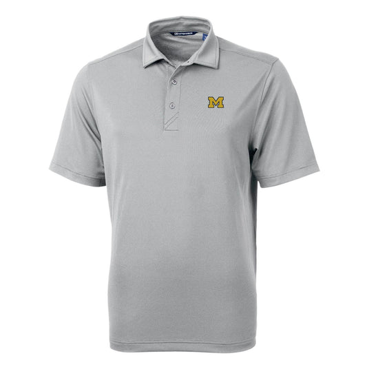 Men's Cutter & Buck Gray Michigan Wolverines Big & Tall Virtue Eco Pique Recycled Polo
