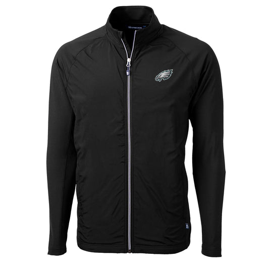 Men's Cutter & Buck Black Philadelphia Eagles Adapt Eco Knit Full-Zip Jacket