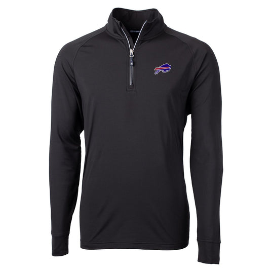 Men's Cutter & Buck Black Buffalo Bills Adapt Eco Knit Quarter-Zip Pullover Jacket