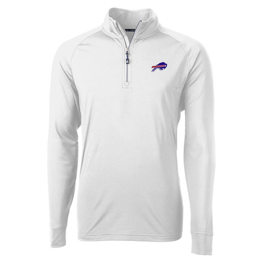 Men's Cutter & Buck White Buffalo Bills Adapt Eco Knit Quarter-Zip Pullover Jacket