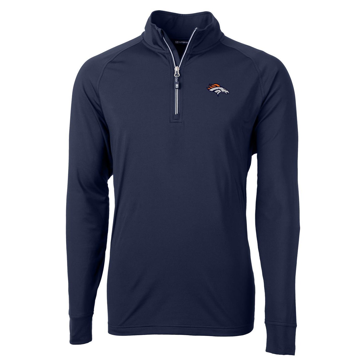 Men's Cutter & Buck Navy Denver Broncos Adapt Eco Knit Quarter-Zip Pullover Jacket