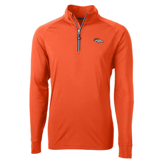 Men's Cutter & Buck Orange Denver Broncos Adapt Eco Knit Quarter-Zip Pullover Jacket