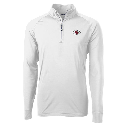 Men's Cutter & Buck White Kansas City Chiefs Adapt Eco Knit Quarter-Zip Pullover Jacket