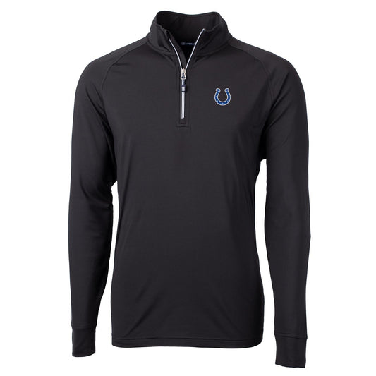 Men's Cutter & Buck Black Indianapolis Colts Adapt Eco Knit Quarter-Zip Pullover Jacket