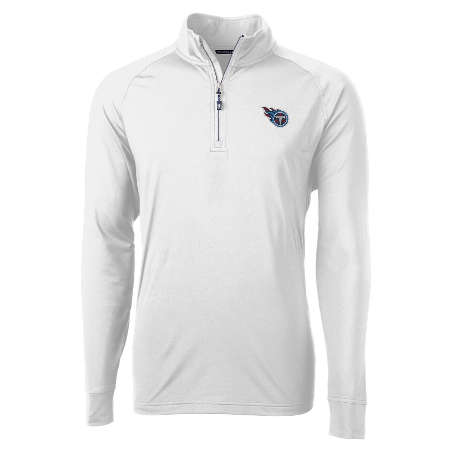 Men's Cutter & Buck White Tennessee Titans Adapt Eco Knit Quarter-Zip Pullover Jacket