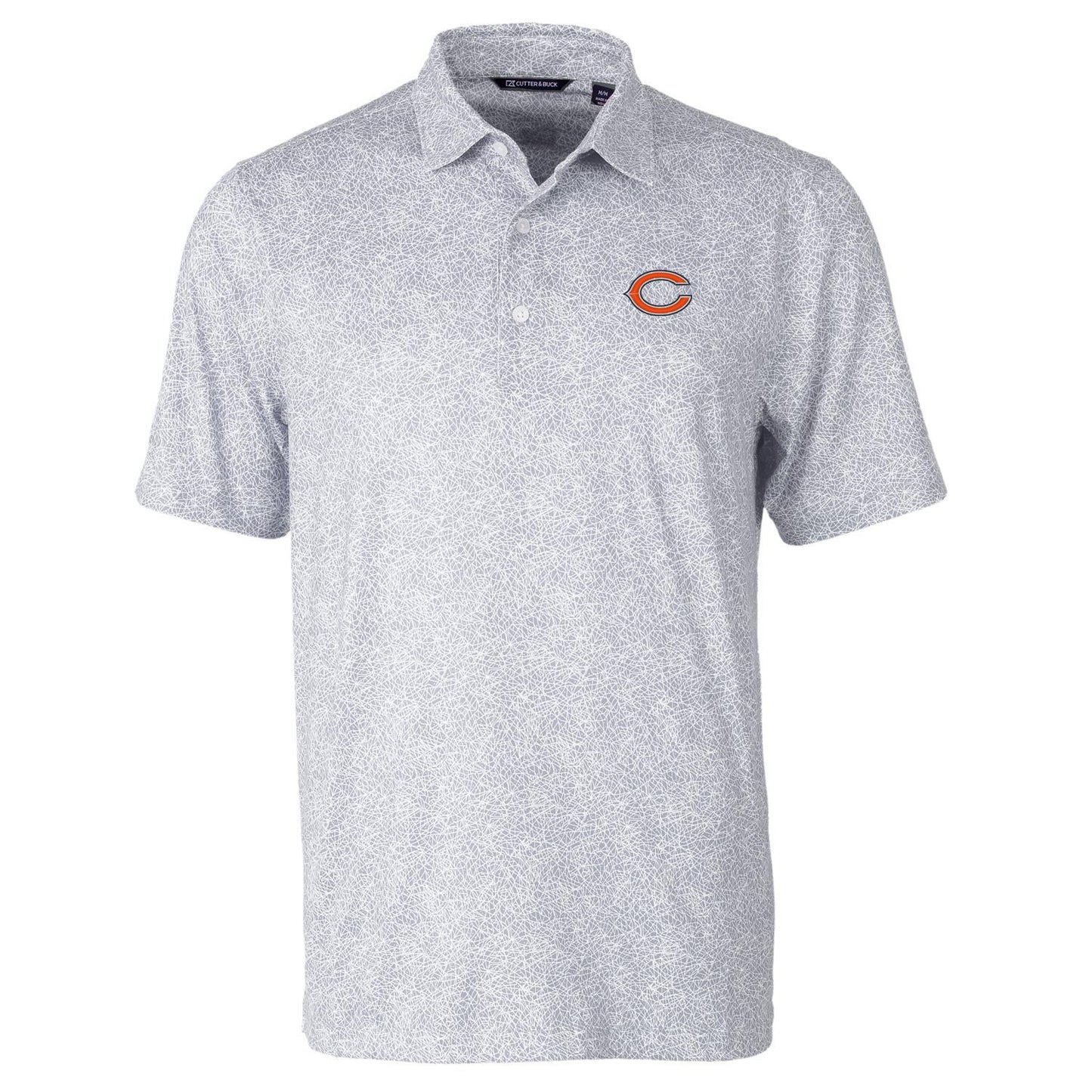 Men's Cutter & Buck Gray Chicago Bears Pike Constellation Print Stretch Polo