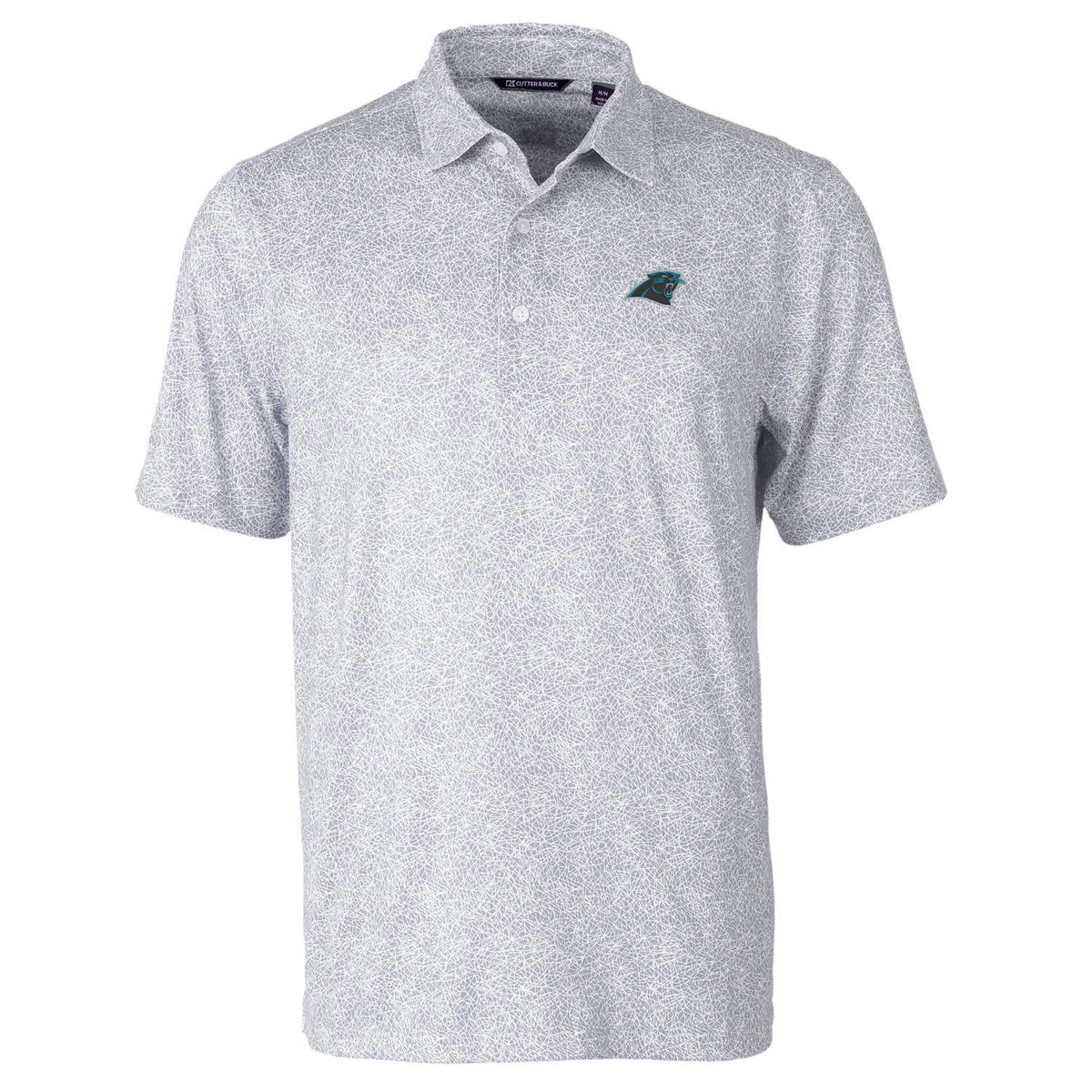 Men's Cutter & Buck Gray Carolina Panthers Pike Constellation Print Stretch Polo