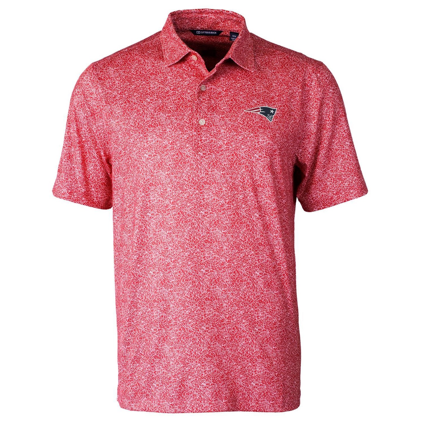 Men's Cutter & Buck Red New England Patriots Pike Constellation Print Stretch Polo