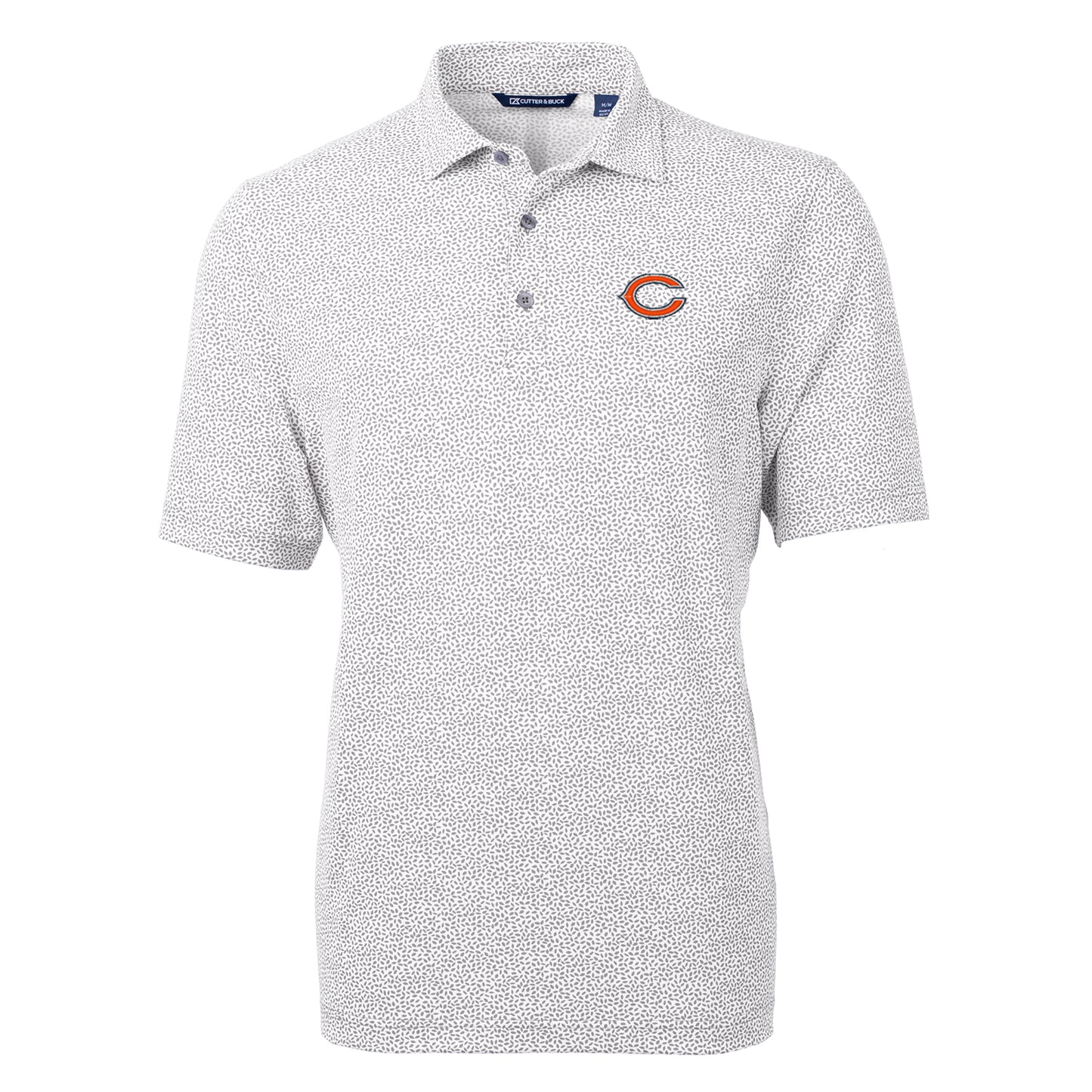 Men's Cutter & Buck Gray Chicago Bears Virtue Eco Pique Botanical Print Polo